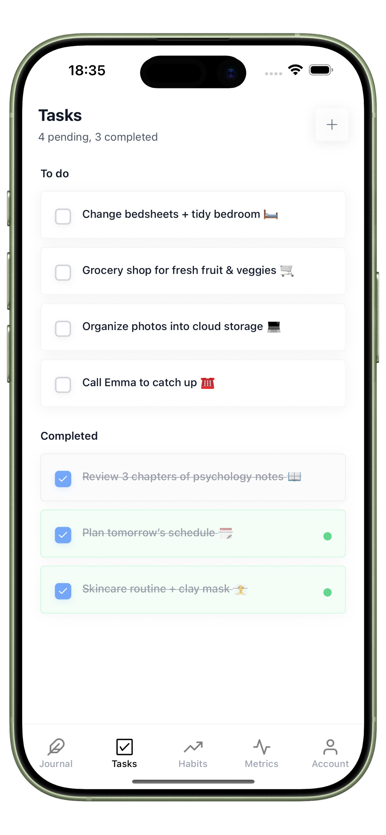Clean, distraction-free task management interface